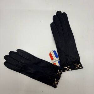 Unworn ,Vintage Navy Fine Buttersoft Kidskin Gloves, Barnier, Made in France
